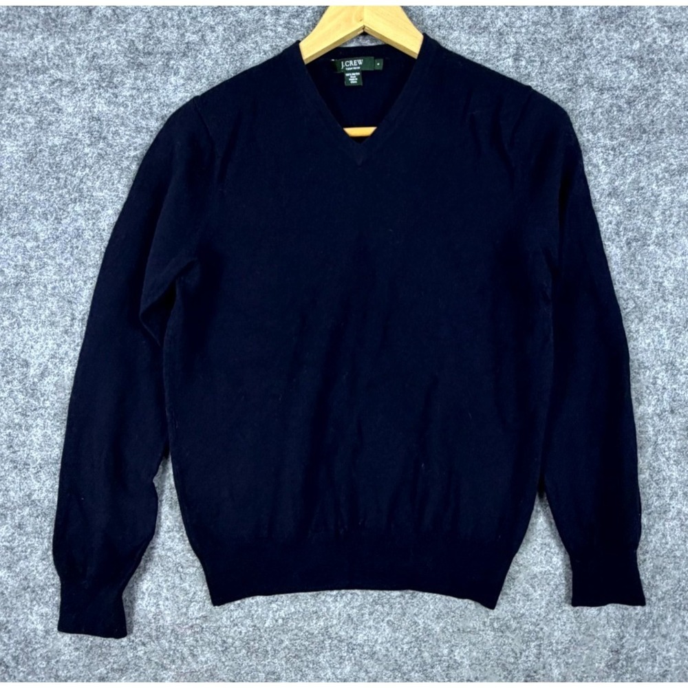 J. Crew Sweater Mens Small Navy Blue Merino Wool V Neck Classic Preppy Basics